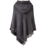 Womens Hooded Cape with Fringed Hem, Crochet Poncho Knitting Patterns