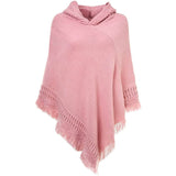 Womens Hooded Cape with Fringed Hem, Crochet Poncho Knitting Patterns