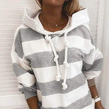 Women's Hoodie Pullover Striped Daily Basic Casual Hoodies