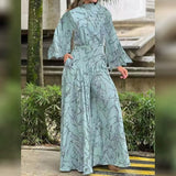 Women's Jumpsuit Pocket Print Floral Stand Collar Streetwear