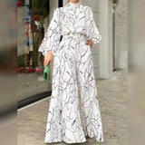 Women's Jumpsuit Pocket Print Floral Stand Collar Streetwear