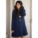 Womens Knitted Crewneck Sweater Dress