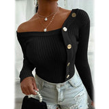 Women's Knitted Solid Color Pullover Sweater
