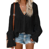 Women's Lace Crochet V-Neck Top
