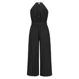 Women's Lace-Up Halter Casual Wide-Leg Jumpsuit