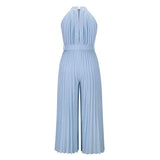 Women's Lace-Up Halter Casual Wide-Leg Jumpsuit