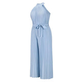 Women's Lace-Up Halter Casual Wide-Leg Jumpsuit