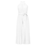 Women's Lace-Up Halter Casual Wide-Leg Jumpsuit
