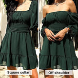 Women's Lantern Sleeve Tie Back Mini Dress