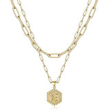 Women's Layered Initial Necklace Letter Pendant