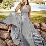 Women's Long A Line Striped Maxi Dress