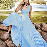 Women's Long A Line Striped Maxi Dress