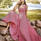 Women's Long A Line Striped Maxi Dress