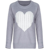Women's Long Sleeve Crewneck Cute Heart Knitted Sweaters