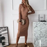 Women's Long Sleeve Dress V-neck Casual Dresses Soid Color Stripe Bodycon Dress Plus Size Long Dress