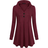 Women's Long Sleeve Hooded Tunic Tops