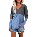 Women's Long Sleeve V Neck Loose Basic Shirt