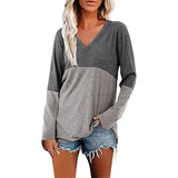 Women's Long Sleeve V Neck Loose Basic Shirt