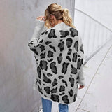 Women's Long Sleeves Leopard Print Knitting Cardigan