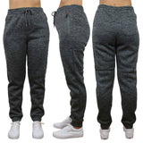 Women's Loose-Fit Marled Fleece Jogger Sweatpants With Zipper Pockets