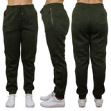 Women's Loose-Fit Marled Fleece Jogger Sweatpants With Zipper Pockets
