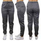 Women's Loose-Fit Marled Fleece Jogger Sweatpants With Zipper Pockets
