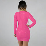 Women's Party Bodycon Long Sleeve Mini Dress