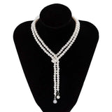 Women's Elegant Multi-Layered Faux Pearl Necklace, Boho Tassel Pendant, Dual-Strand Jewelry