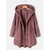 Women's Plus Size Coat Button Pocket