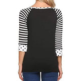 Women's Polka Dots Striped 3/4 Sleeve Top
