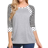 Women's Polka Dots Striped 3/4 Sleeve Top