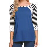 Women's Polka Dots Striped 3/4 Sleeve Top