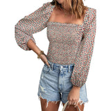 Women's Puff Long Sleeve Square Neck Tops