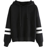 Women's Pullover Fleece Drop Shoulder Striped Hoodie