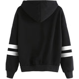 Women's Pullover Fleece Drop Shoulder Striped Hoodie