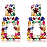 Women's Rhinestone Rectangle Drop Earrings