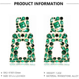 Women's Rhinestone Rectangle Drop Earrings