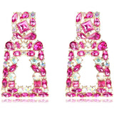 Women's Rhinestone Rectangle Drop Earrings