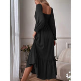 Women's Ruffle Autumn Winter Swing Midi Dress