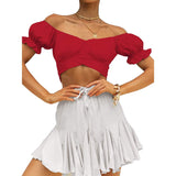Women's Ruffle Short Sleeve Tie Shirt