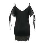 Women's Sexy Lace Satin Mini Dress
