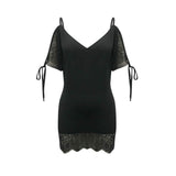 Women's Sexy Lace Satin Mini Dress