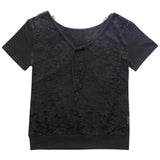 Women's Short Sleeve Back Lace Top Blouse