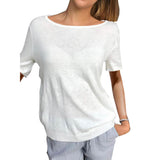 Women's Short Sleeve Back Lace Top Blouse