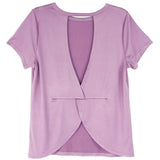 Women's Short Sleeve Criss Cross Open Back Solid T-Shirt Blouse