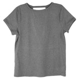 Women's Short Sleeve Criss Cross Open Back Solid T-Shirt Blouse