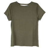 Women's Short Sleeve Criss Cross Open Back Solid T-Shirt Blouse