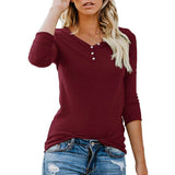 Women's Short/Long Sleeve Henley Button up T Shirt Casual Basic Tops Blouse