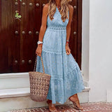 Women's Sleeveless Solid Color Lace Panel Dress