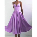 Women's Sleeveless Solid Color Open Back Maxi Dress